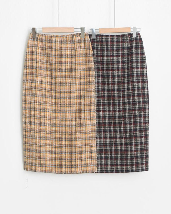 Tweed H-Line Midi Skirt (4827857059918)