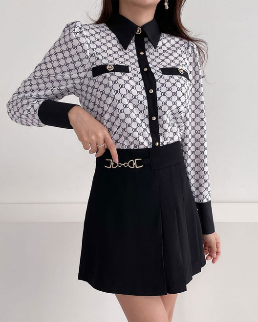 Chess Button Blouse