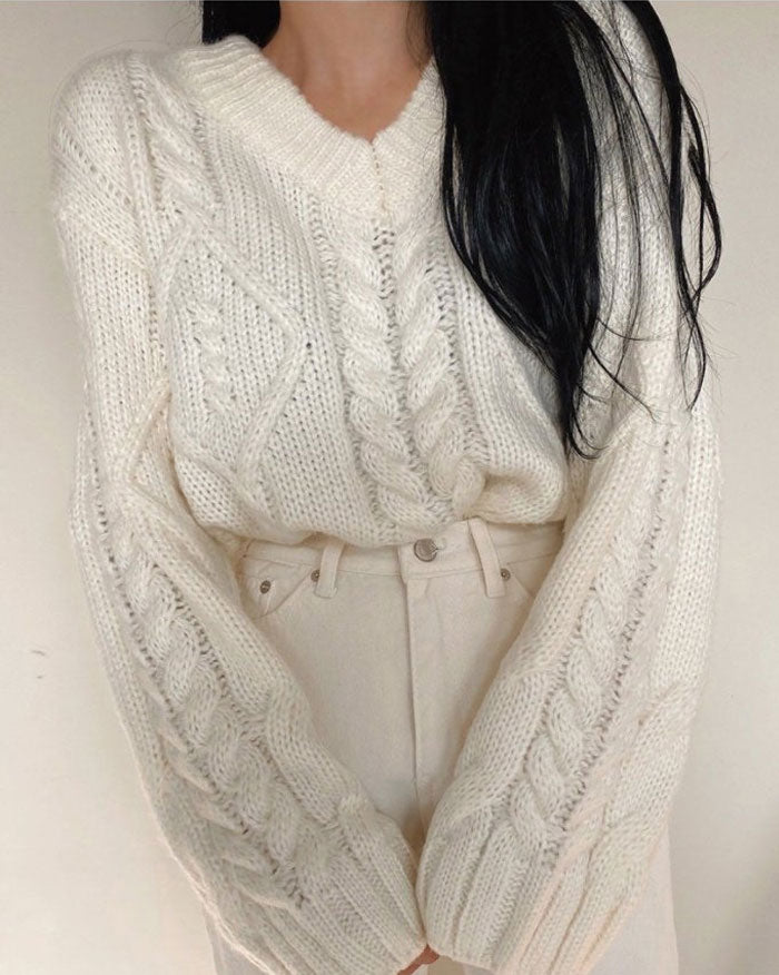 Merci Cable Knit Sweater (6654356914348)
