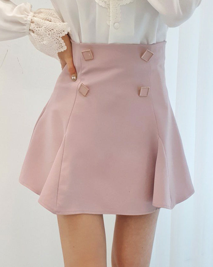 Diana Square Button Mini Skirt Pants (4595487146062)