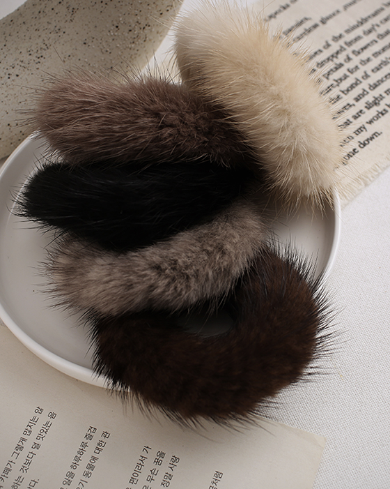 Real Fox Fur Hair Scrunchies Ponytail Holders Hair Band (6687134056620)