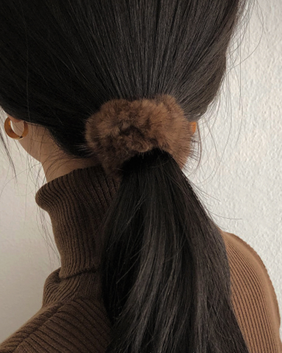 Real Fox Fur Hair Scrunchies Ponytail Holders Hair Band (6687134056620)