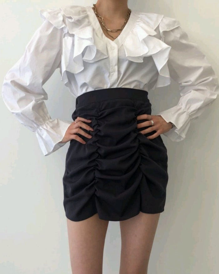Max Shirring Mini Skirt (4792511692878)