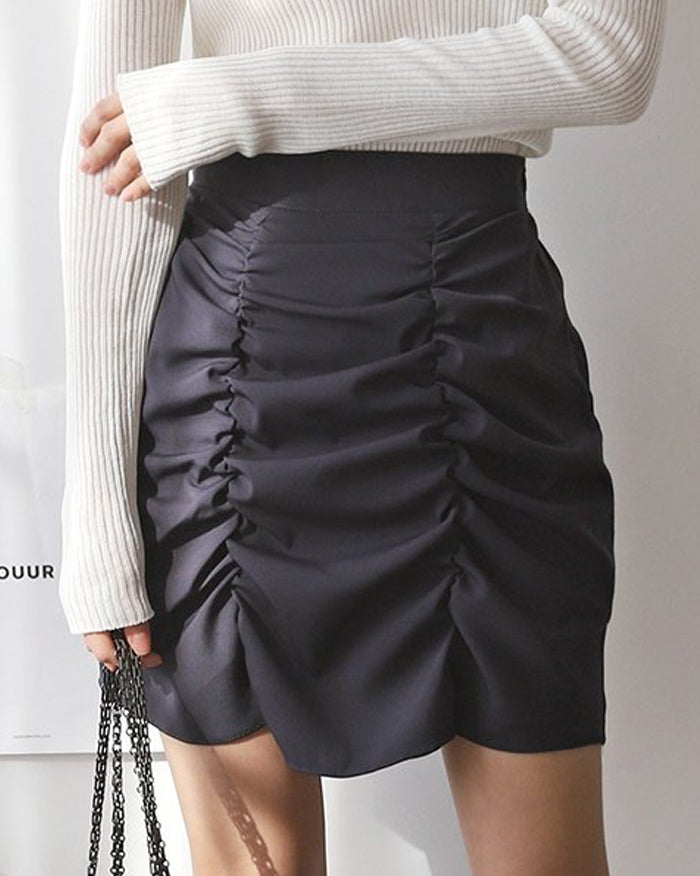 Gina Shirring Mini Skirt (4792511692878)